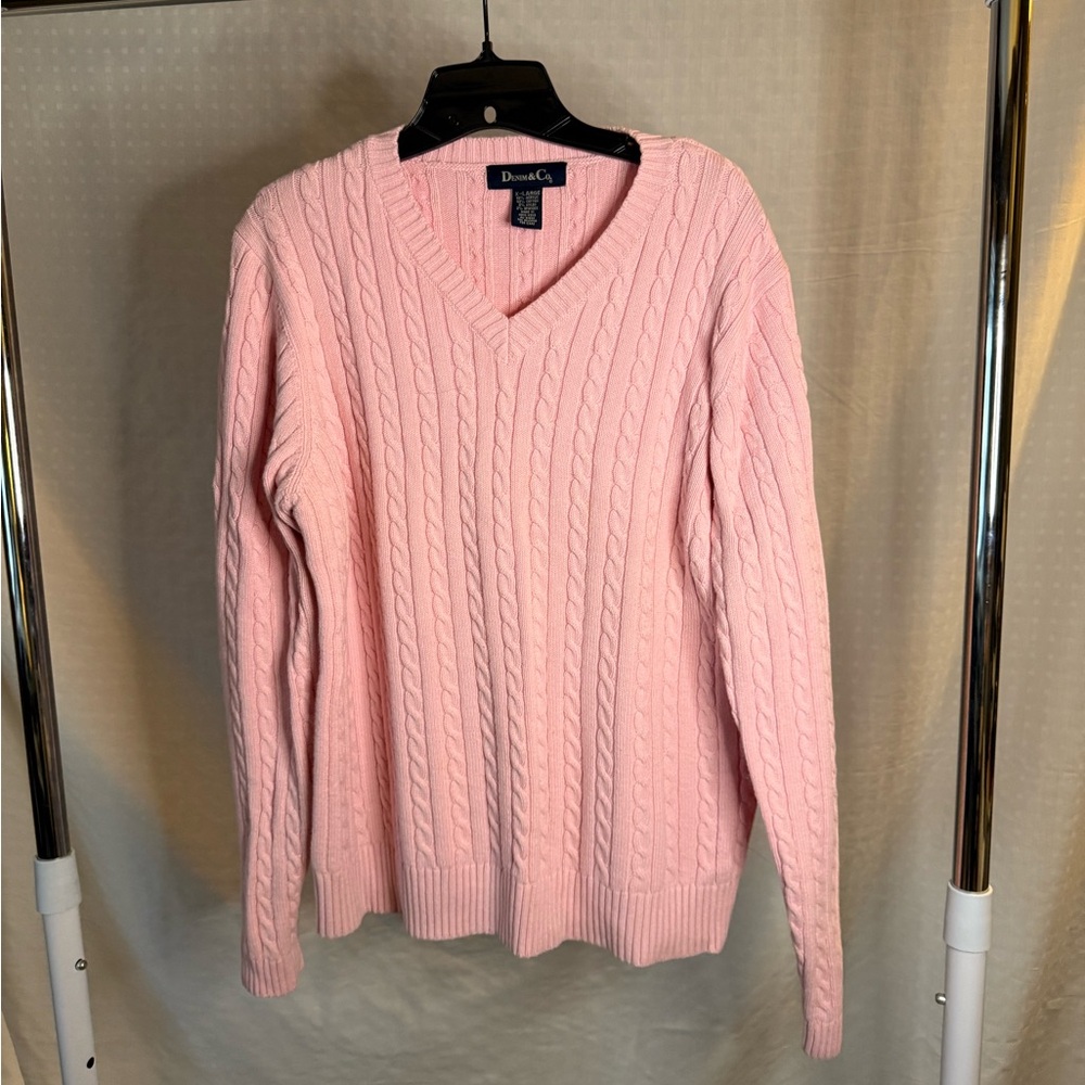 Denim&Co Soft Pink Knit Sweater